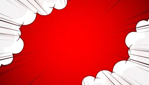 Pop art comic background with clouds and stars. Vector Illustration. Illustrazione stock
