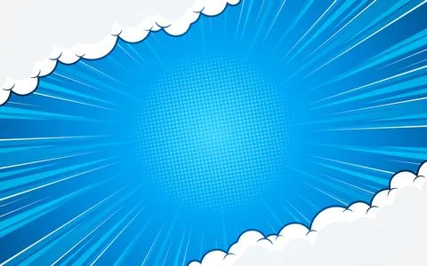 Pop art comic background with clouds. Cartoon Vector Illustration. Stock Illustration