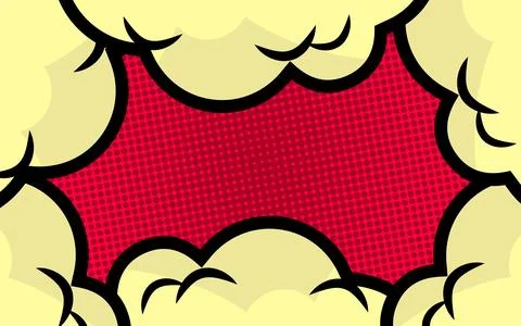 Pop art comic background with clouds. Cartoon Vector Illustration. Stock Illustration