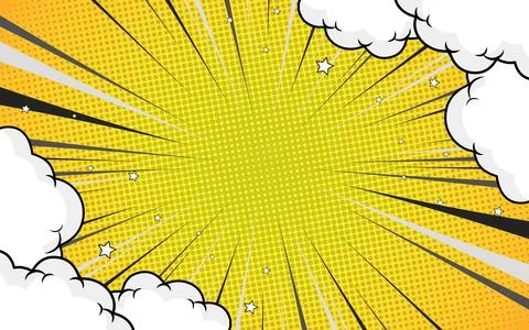 Pop art comic background with clouds. Cartoon Vector Illustration. Illustration