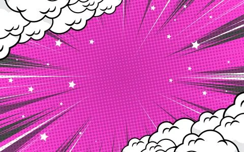 Pop art comic background with clouds. Vector illustration. Stock Illustration