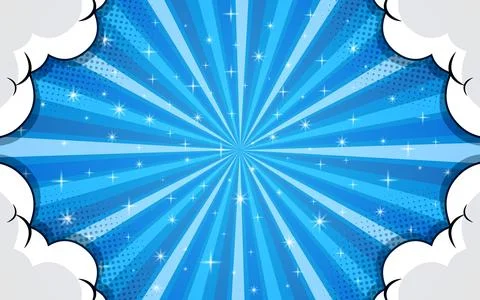 Pop art comic background with clouds. Vector illustration. Illustrazione stock