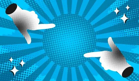 Pop art comic background decorated with hands showing frame gesture Illustrazione stock