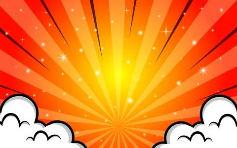 Pop art comic background with halftone colors and cute clouds Illustrazione stock