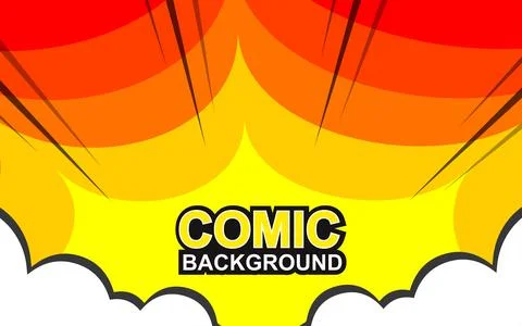 Pop art comic background with halftone colors and cute clouds vector Stock Illustration