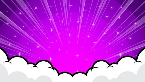 Pop art comic background with halftone colors and cute clouds vector. Stock Illustration
