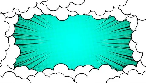 Pop art comic background with halftone colors and cute clouds vector. Stock Illustration