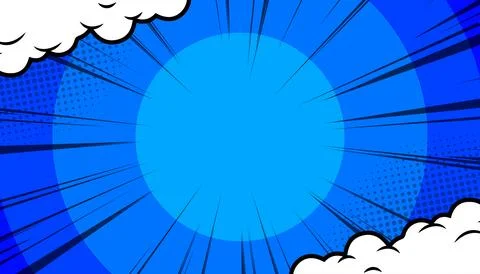Pop art comic background with halftone colors and cute clouds vector. Stock Illustration