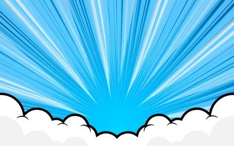 Pop art comic background with halftone colors and cute clouds vector. Stock Illustration