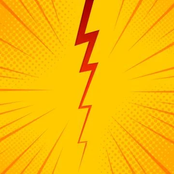 Pop art comic background lightning blast halftone dots. Cartoon Vector Illust Stock Illustration