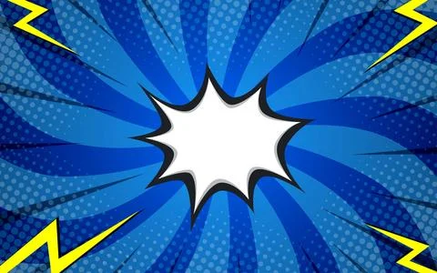Pop art comic background lightning blast halftone dots. Vector Illustrations Stock Illustration