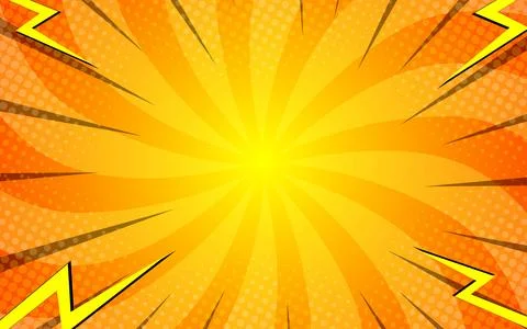 Pop art comic background lightning blast halftone dots. Vector Illustrations Stock Illustration