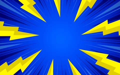 Pop art comic background with lightning flashes. comic design with thunder .. Stock Illustration