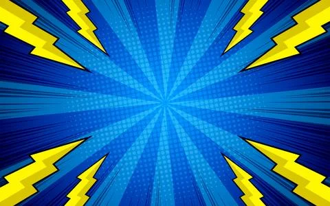Pop art comic background with lightning flash. Cartoon Vector Illustration Stock Illustration