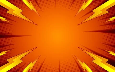 Pop art comic background with lightning flash. Vector Illustration. Illustrazione stock