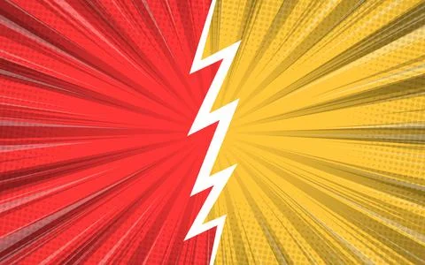 Pop art comic background lightning explosion halftone. Vector illustration. Stock Illustration