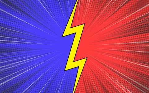 Pop art comic background lightning explosion halftone. Vector illustration. Stock Illustration