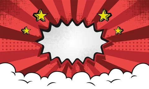 Pop art comic background style with cloud and stars vector イラスト素材