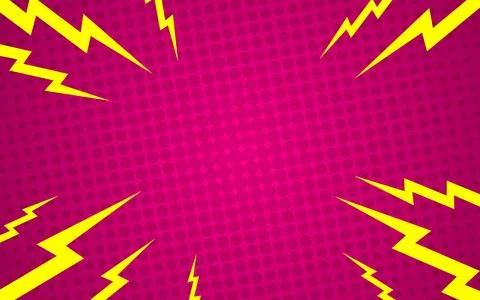 Pop art comic background with thunder flash. pink comic design with thunder.. Stock Illustration