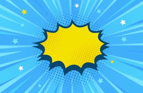 Pop art comic blank background on blue Stock Illustration