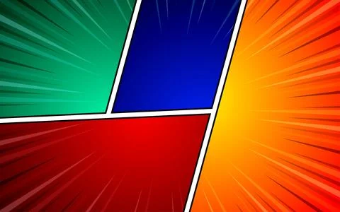 Pop art comic book background. Cute cartoon retro strip pattern mock up. Ve.. Stock Illustration