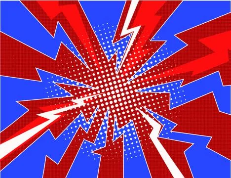Pop art comic lightning explosion halftone background illustration Stock Illustration
