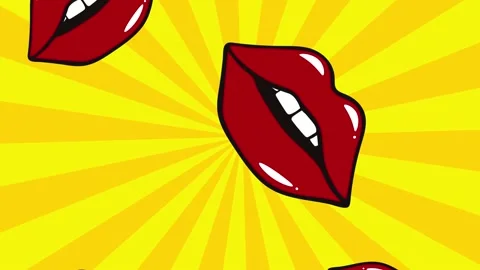 Pop art comic lips. 4k video animated Stock Footage 164701212