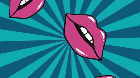 Pop art comic lips. 4k video animated Stock Footage 164701213