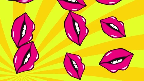 Pop art comic lips Stock Footage 160335880