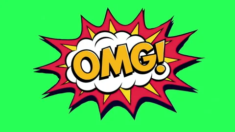 Pop Art Comic Speech Bubble with "OMG!" Text on a Green Screen Background Video stock 317078451