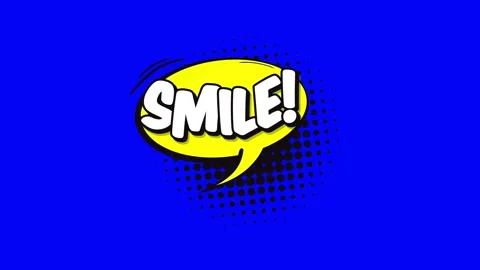 Pop art comic speech bubble with Smile text on a blue background Stock Footage 346725052