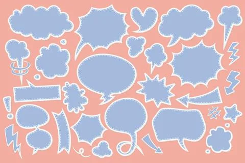 Pop art comic speech bubbles with different emotions and bright composition.. Stock Illustration