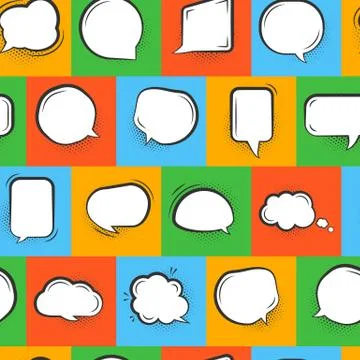 Pop art comic speech buble seamless pattern vector Stock Illustration