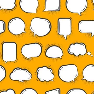 Pop art comic speech buble seamless pattern vector Stock Illustration