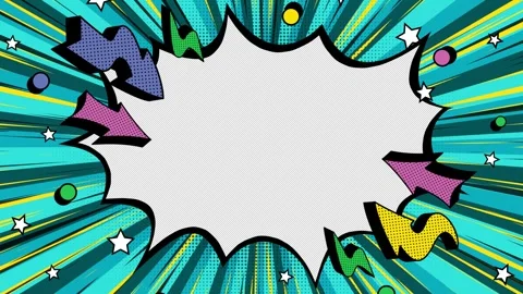 Pop art comic speed lines photo video frame with speech bubble Video stock 318778552