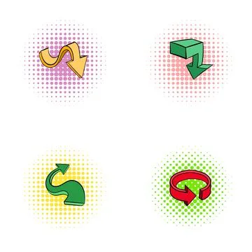 Pop art comic style 3d arrow icons Stock-Illustration