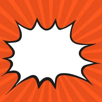 Pop art comic style empty bubble or boom effect with orange burst, vector design Stockillustratie