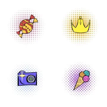 Pop art comic style icons set イラスト素材