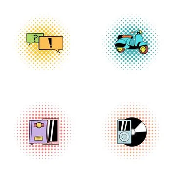 Pop art comic style icons creating a retro themed collage Stock Illustration