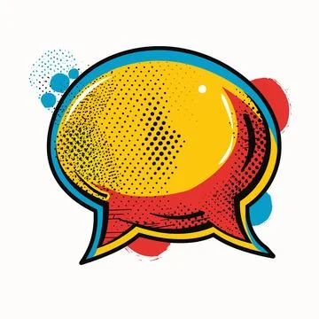 Pop art comic style speech, yellow red color, halftone dots, sound effect blank 스톡 일러스트