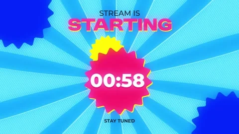 Pop Art Comic Style Stream Starting Countdown Timer - 1 Minute Video stock 322638877