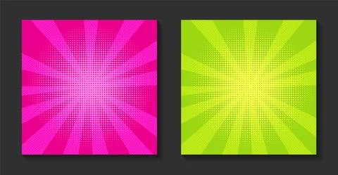 Pop art comic sunburst background. Retro rays, bright sunbeams with dots. 스톡 일러스트