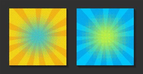 Pop art comic sunburst background. Retro rays, bright sunbeams with dots. 스톡 일러스트