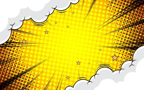 Pop art comic sunburst effect background with halftone. Stockillustratie
