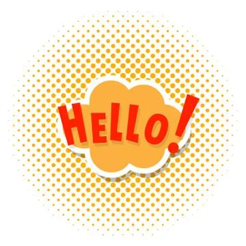 Pop art comics cloud banner with the word hello. Illustrazione stock
