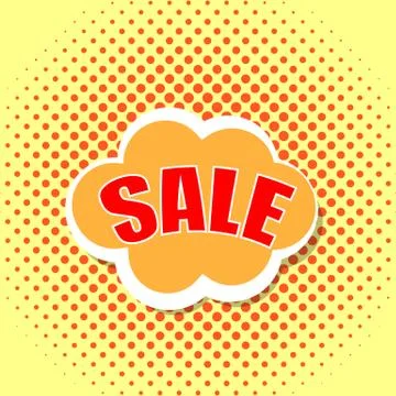 Pop art comics cloud banner with the word sale. Stock Illustration