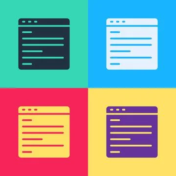 Pop art Computer api interface icon isolated on color background. Application 스톡 일러스트