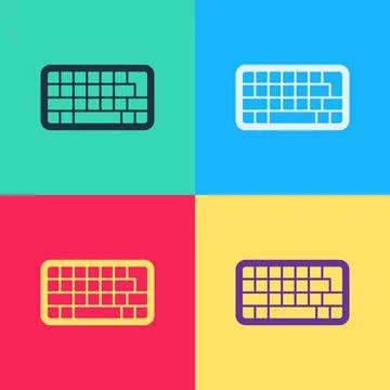 Pop art Computer keyboard icon isolated on color background. PC component sign Illustrazione stock
