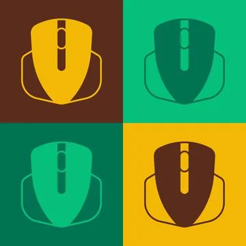 Pop art Computer mouse gaming icon isolated on color background. Optical with Illustrazione stock