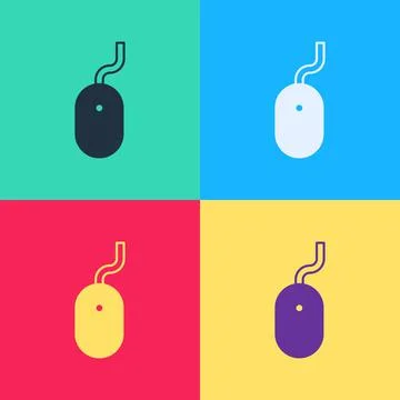 Pop art Computer mouse icon isolated on color background. Optical with wheel Stock Illustration